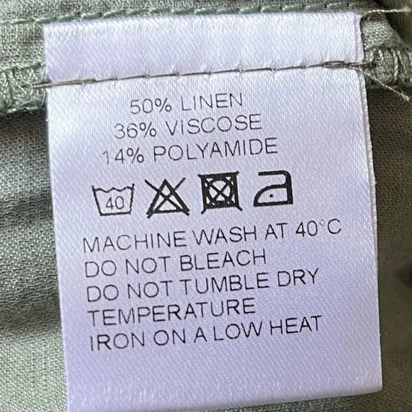 Sahara 50% Linen Balloon Trousers In Colour Thyme Size Medium UK 12 - Picture 8 of 9